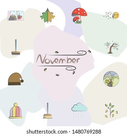 November windy icon. Universal set of autumn for website design and development, app development