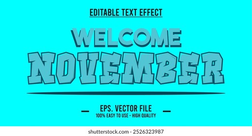 November word art illustration, editable text effect