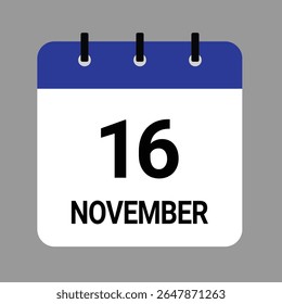 NOVEMBER-16- Daily Calendar Icon - White Background