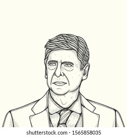 November,2019 : Portrait Of Arsene Wenger In Line Art Version