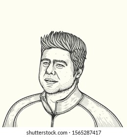 November,2019 : Portrait Of Mauricio Pochettino In Line Art Version