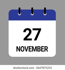NOVEMBER-27- Daily Calendar Icon - White Background