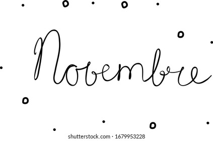 Novembre phrase handwritten with a calligraphy brush. November in italian. Modern brush calligraphy. Isolated word black