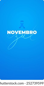 Laço Novembro, azul fundo com gradiente azul. November bow, blue background with blue gradient.