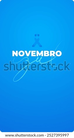 Laço Novembro, azul fundo com gradiente azul. November bow, blue background with blue gradient.