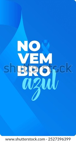 Laço Novembro, azul fundo com gradiente azul. November bow, blue background with blue gradient.