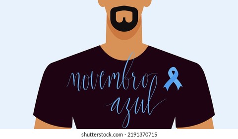 Novembro Azul translation Blue November for men health issues awareness. Vector web banner template.