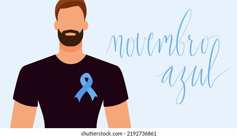 Novembro Azul translation Blue November for men health issues awareness. Vector web banner template.