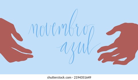 Novembro Azul translation Blue November for men health issues awareness. Vector web banner template.