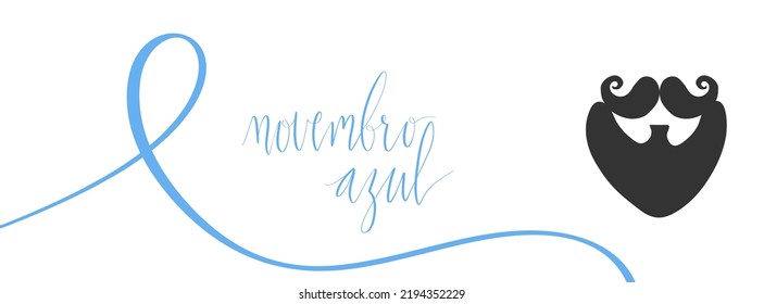 Novembro Azul translation Blue November for men health issues awareness. Vector web banner template.