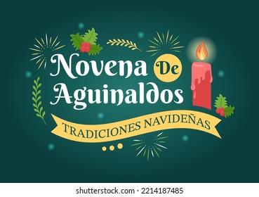 Novena De Aguinaldos Holiday Tradition in Colombia for Families to Get Together at Christmas in Flat Cartoon Hand Drawn Templates Illustration