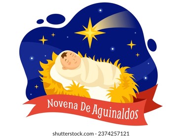 Novena De Aguinaldos Vector Illustration. Spanish translation : Ninth of Bonuses with Holiday Tradition for Families to Get Together at Christmas