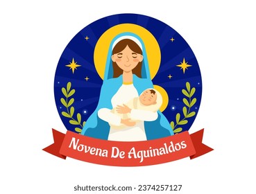 Novena De Aguinaldos Vector Illustration. Spanish translation : Ninth of Bonuses with Holiday Tradition for Families to Get Together at Christmas