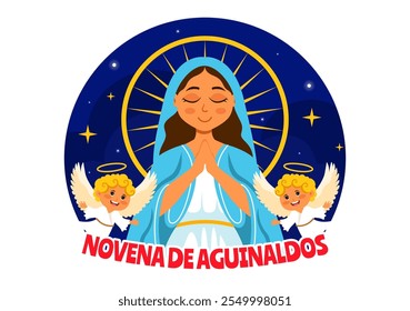 Ilustração vetorial de Novena de Aguinaldos com uma tradição de férias na Colômbia, comemorando reuniões familiares no Natal em um plano de fundo