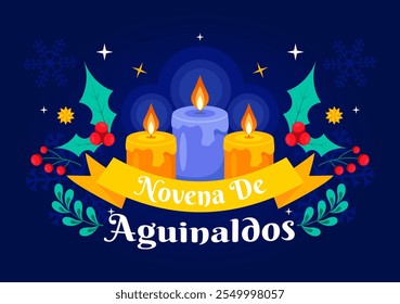 Novena de Aguinaldos Vector Illustration featuring a Holiday Tradition in Colombia, Celebrating Family Gatherings at Christmas in a Flat Background