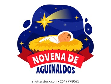 Ilustração vetorial de Novena de Aguinaldos com uma tradição de férias na Colômbia, comemorando reuniões familiares no Natal em um plano de fundo