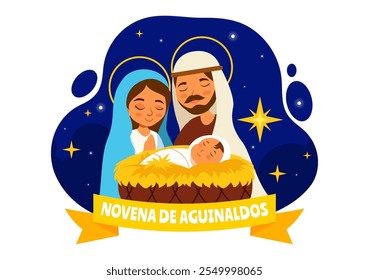 Ilustração vetorial de Novena de Aguinaldos com uma tradição de férias na Colômbia, comemorando reuniões familiares no Natal em um plano de fundo