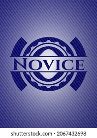 Novice emblem with jean texture. Vector Illustration. Detailed. 
