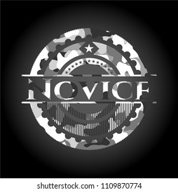  Novice grey camNovice written on a grey camouflage textureo emblem