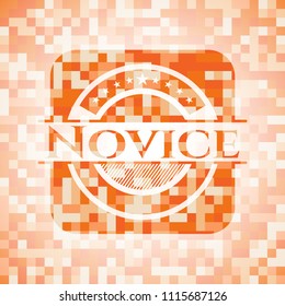 Novice orange mosaic emblem with background
