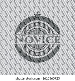 Novice silver color badge. Scales pattern. Vector Illustration. Detailed.