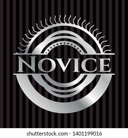 Novice silver shiny emblem]. Vector Illustration. Mosaic.