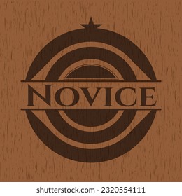 Novice wooden emblem. Retro. Vector Illustration. 