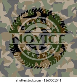 Novice written on a camo texture