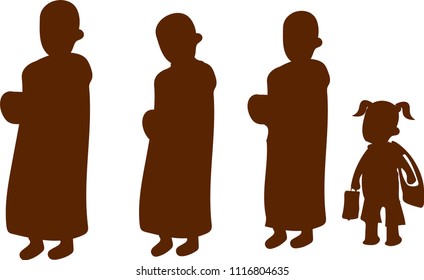 The novices are walking alms.