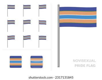 Novisexual Pride Flag Waving Animation App Icon Vector
