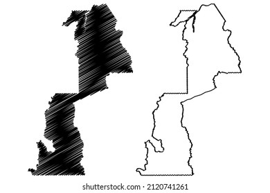 Novo Aripuana municipality (Amazonas state, Municipalities of Brazil, Federative Republic of Brazil) map vector illustration, scribble sketch Novo Aripuana map