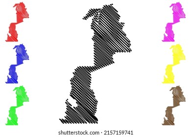 Novo Aripuana municipality (Amazonas state, Municipalities of Brazil, Federative Republic of Brazil) map vector illustration, scribble sketch Novo Aripuana map