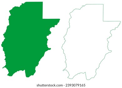 Municipalité de Novo Horizonte do Oeste (État de Rondônia ou de Rondonia, RO, Municipalités du Brésil, République fédérative du Brésil) carte, illustration vectorielle, carte dessinée à la main