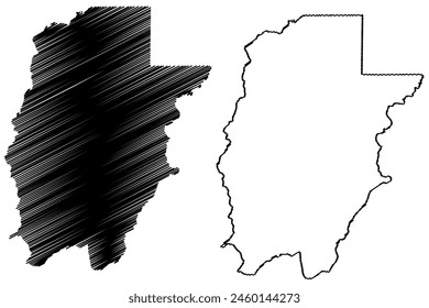 Novo Horizonte do Oeste municipio (Estado de Rondonia o Rondonia, RO, Municipios de Brasil, República Federativa de Brasil) mapa Ilustración vectorial, mapa de dibujo a mano alzada