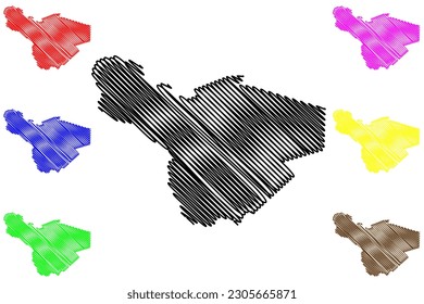 Mapa de ilustraciones vectoriales del municipio Novo Triunfo (estado de Bahia, municipios de Brasil, República Federativa de Brasil), boceto de garrapatas Mapa Novo Triunfo