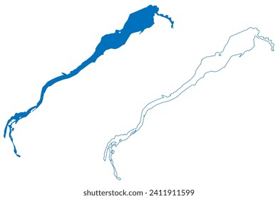 Novosibirsk Lake (Russian Federation, Russia) map vector illustration, scribble sketch Novosibirskoye Reservoir or Ob Sea Dam map