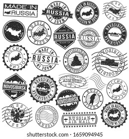 Novosibirsk Oblast, Russia Set of Stamp. Vector Art Postal Passport Travel Design. Travel and Business Seals.