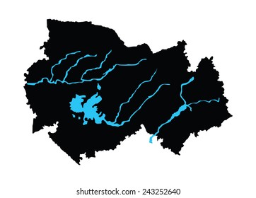 Novosibirsk Oblast vector map isolated on white background. High detailed silhouette illustration. Russia oblast map illustration. Novosibirskaya oblast map. 