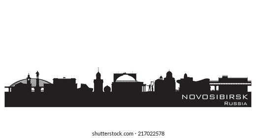 Novosibirsk Russia city skyline Detailed silhouette. Vector illustration