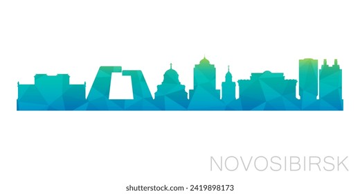 Novosibirsk, Russia Low Poly Skyline Clip Art City Design. Geometric Polygon Graphic Horizon Icon. Vector Illustration Symbol.