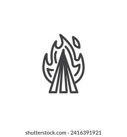 Novruz Bonfire line icon. linear style sign for mobile concept and web design. Burning novruz bonfire outline vector icon. Symbol, logo illustration. Vector graphics