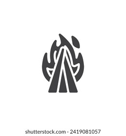 Icono vectorial Novruz Bonfire. signo plano relleno para concepto móvil y diseño web. Icono de glifo de fuego cruzado de novruz. Símbolo, ilustración del logotipo. Gráficos vectoriales