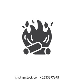 Novruz Holiday bonfire vector icon. filled flat sign for mobile concept and web design. Fire Flame, campfire glyph icon. Symbol, logo illustration. Vector graphics