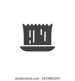 Novruz semeni on plate flat icon vector icon. filled flat sign for mobile concept and web design. Nowruz holiday grass semeni glyph icon. Symbol, logo illustration. Vector graphics