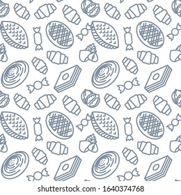 Novruz sweets icons pattern. Traditional Azerbaijan Novruz holiday pastry, seamless background. Seamless pattern vector illustration
