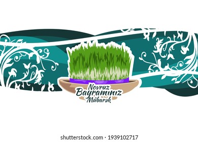 Novruz Bayramınız Mübarək (translation: Happy Nowruz Holiday) vector illustration.  Suitable for greeting card, poster and banner.