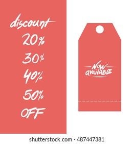now available label in red color