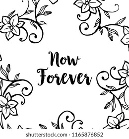 now forever floral hand draw for card vector illustration