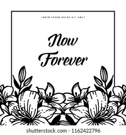 Now forever hand draw with floral vector illustration