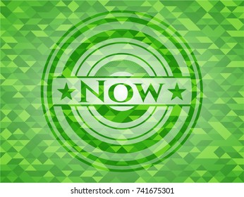Now green emblem with mosaic background
